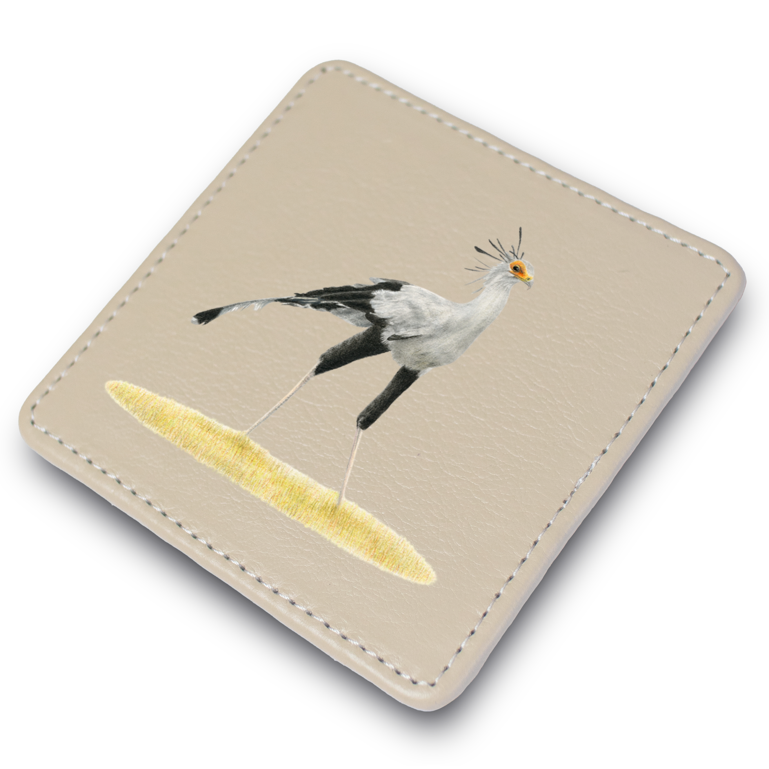 Secretarybird Leather Coaster