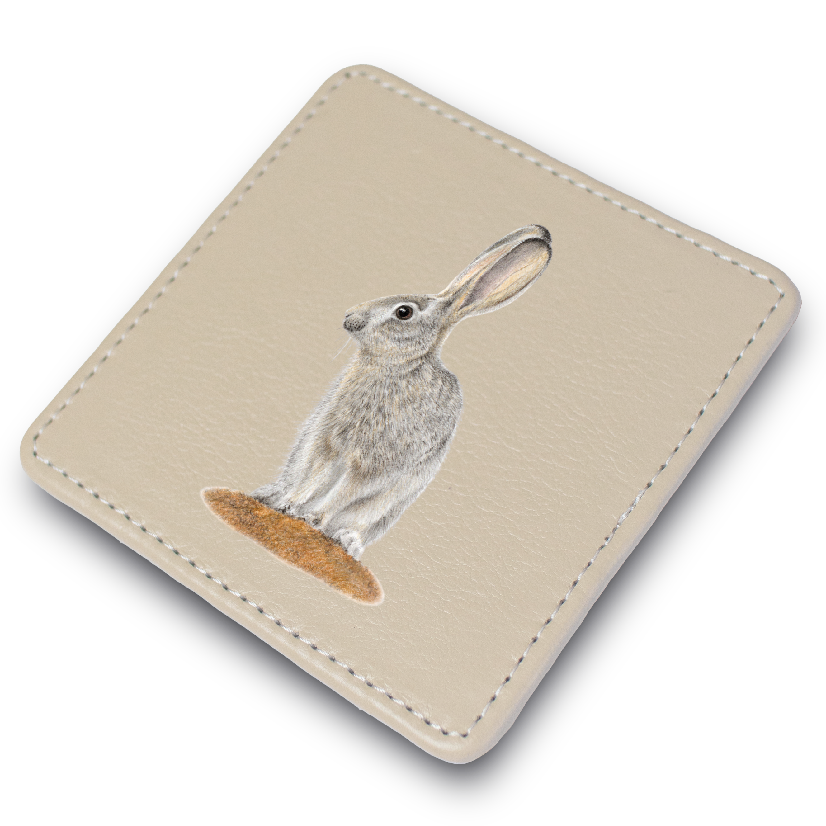 Scrub Hare Leather Coaster