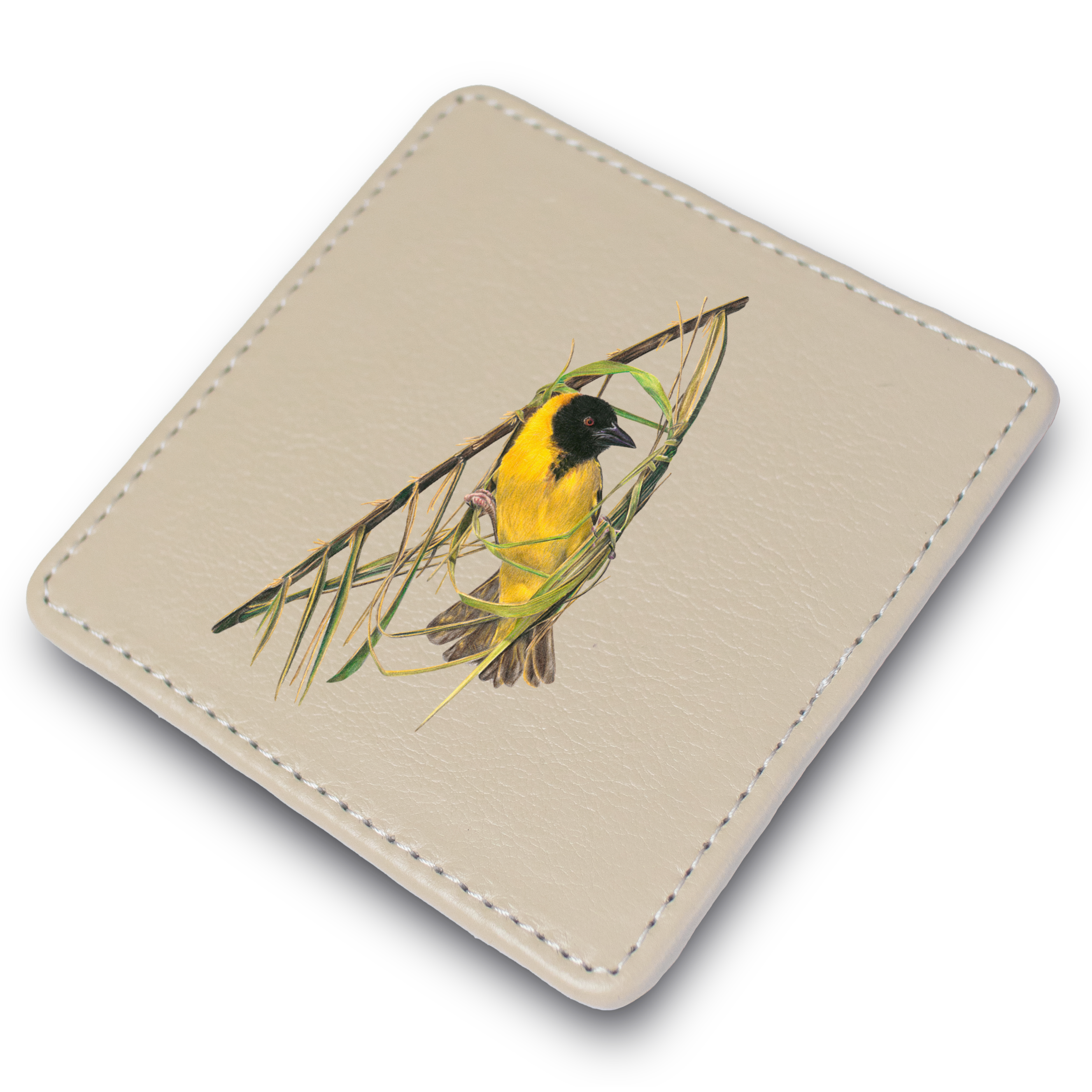 Southern Masked Weaver Leather Coaster
