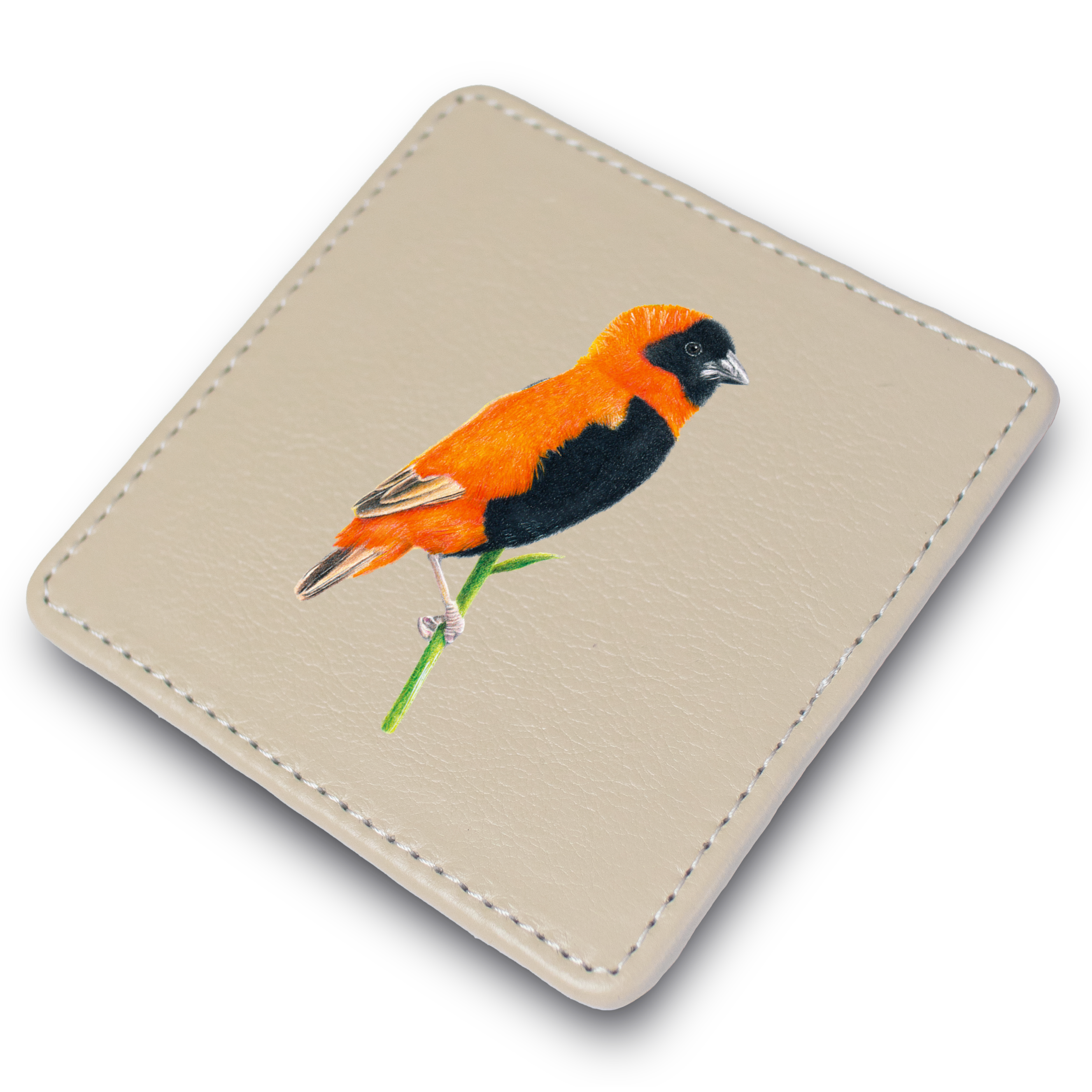 Southern Red Bishop Leather Coaster