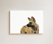 African Wild Dog drawing on canvas by South African wildlife artist Matthew Bell