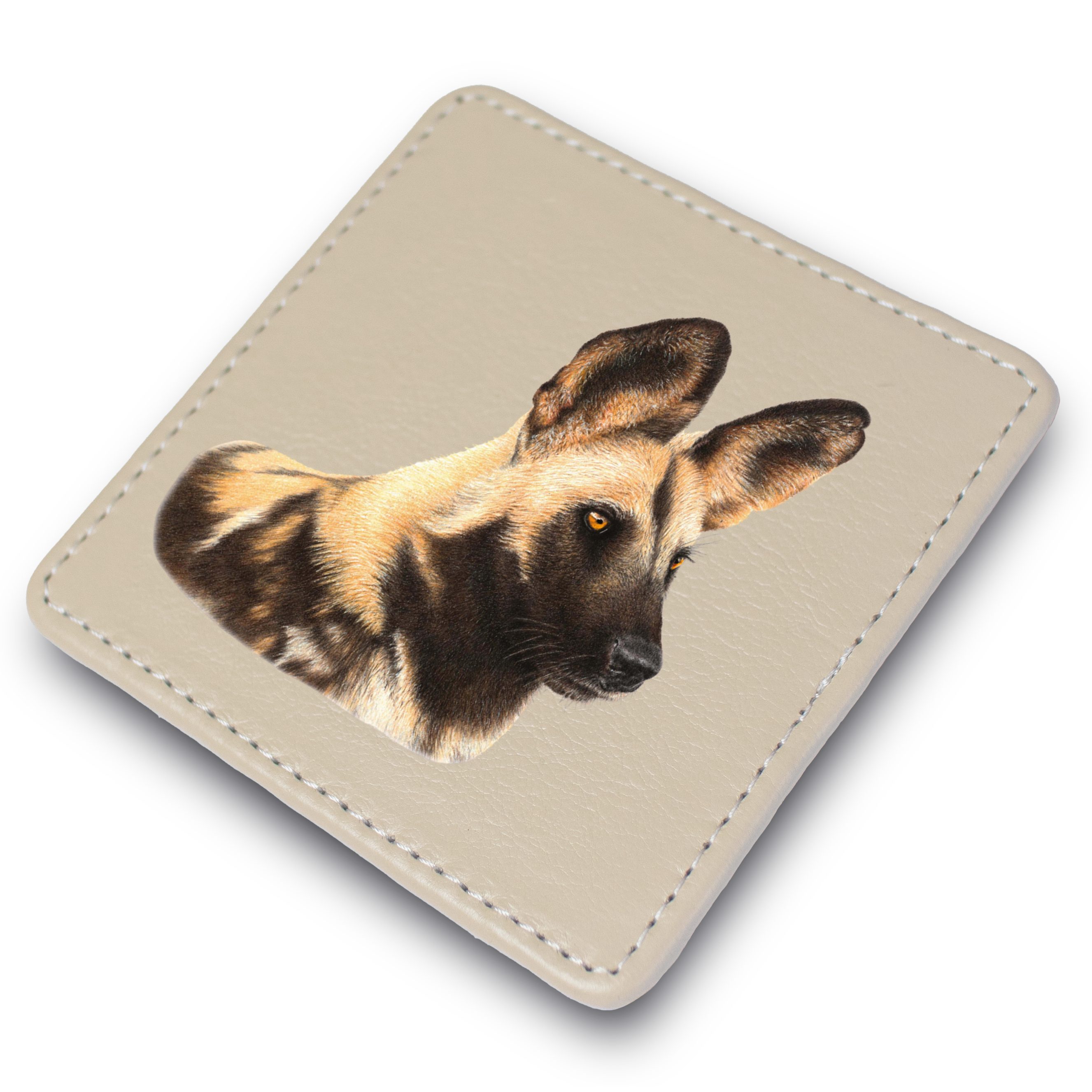 African Wild Dog Leather Coaster