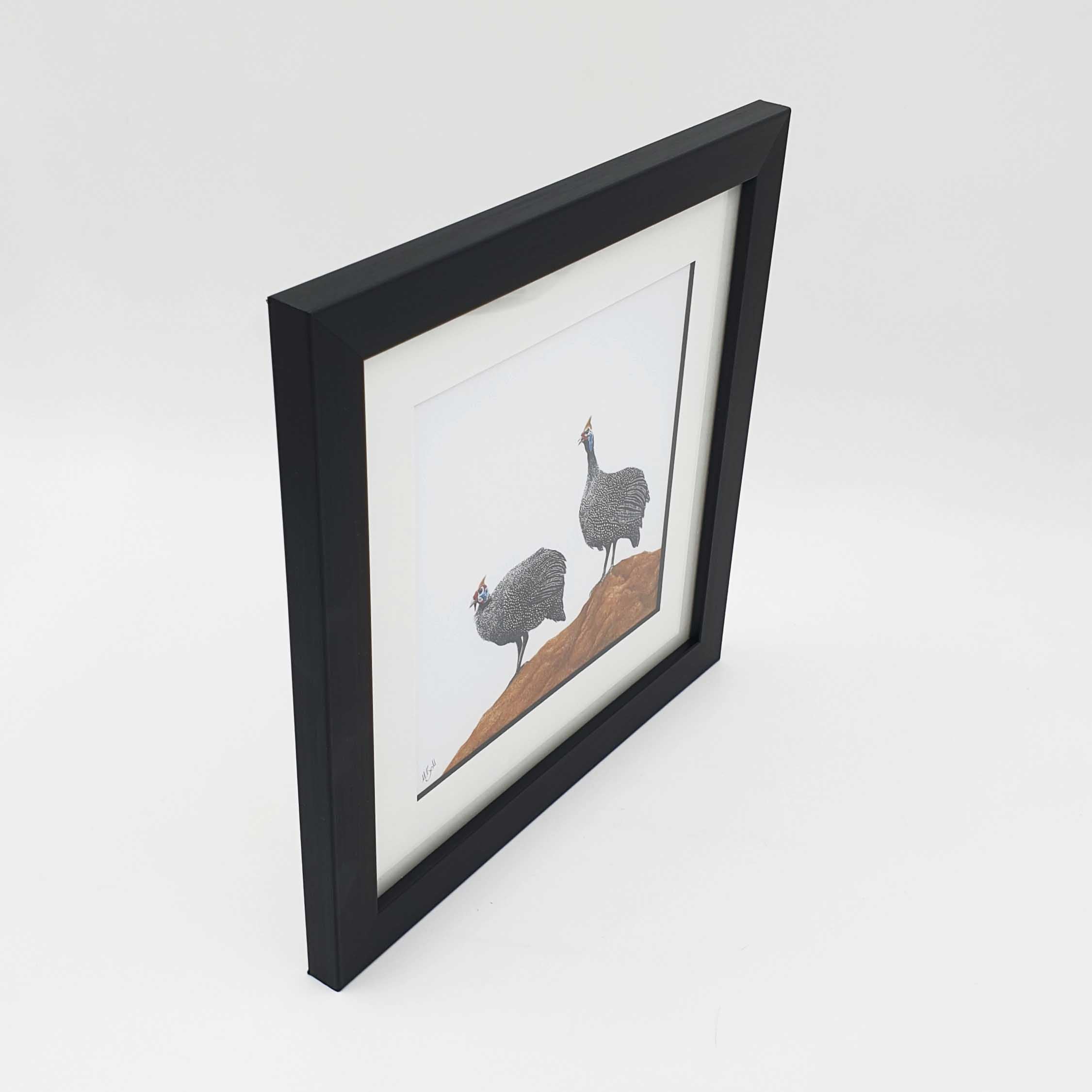 Framed guinea fowl artwork