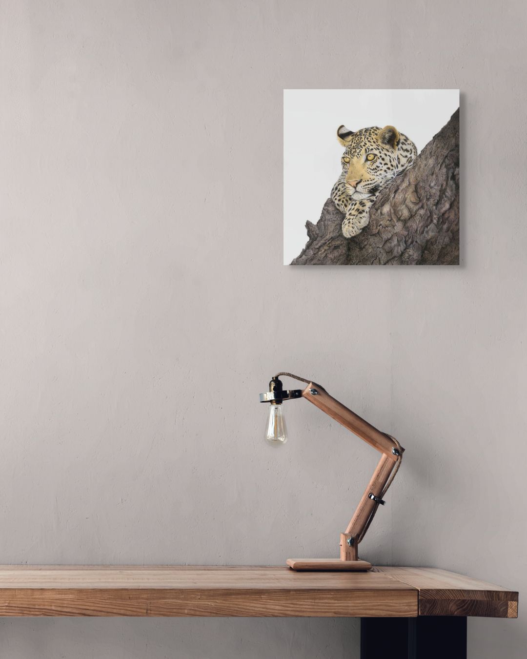 Leopard in Marula Tree Wooden Block