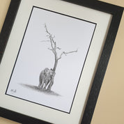 Framed artwork of an African elephant
