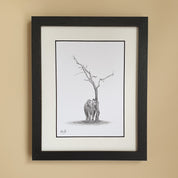 Framed artwork of an African elephant