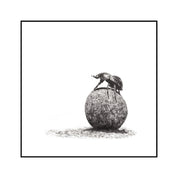 Dung Beetle Miniature in a black wood frame