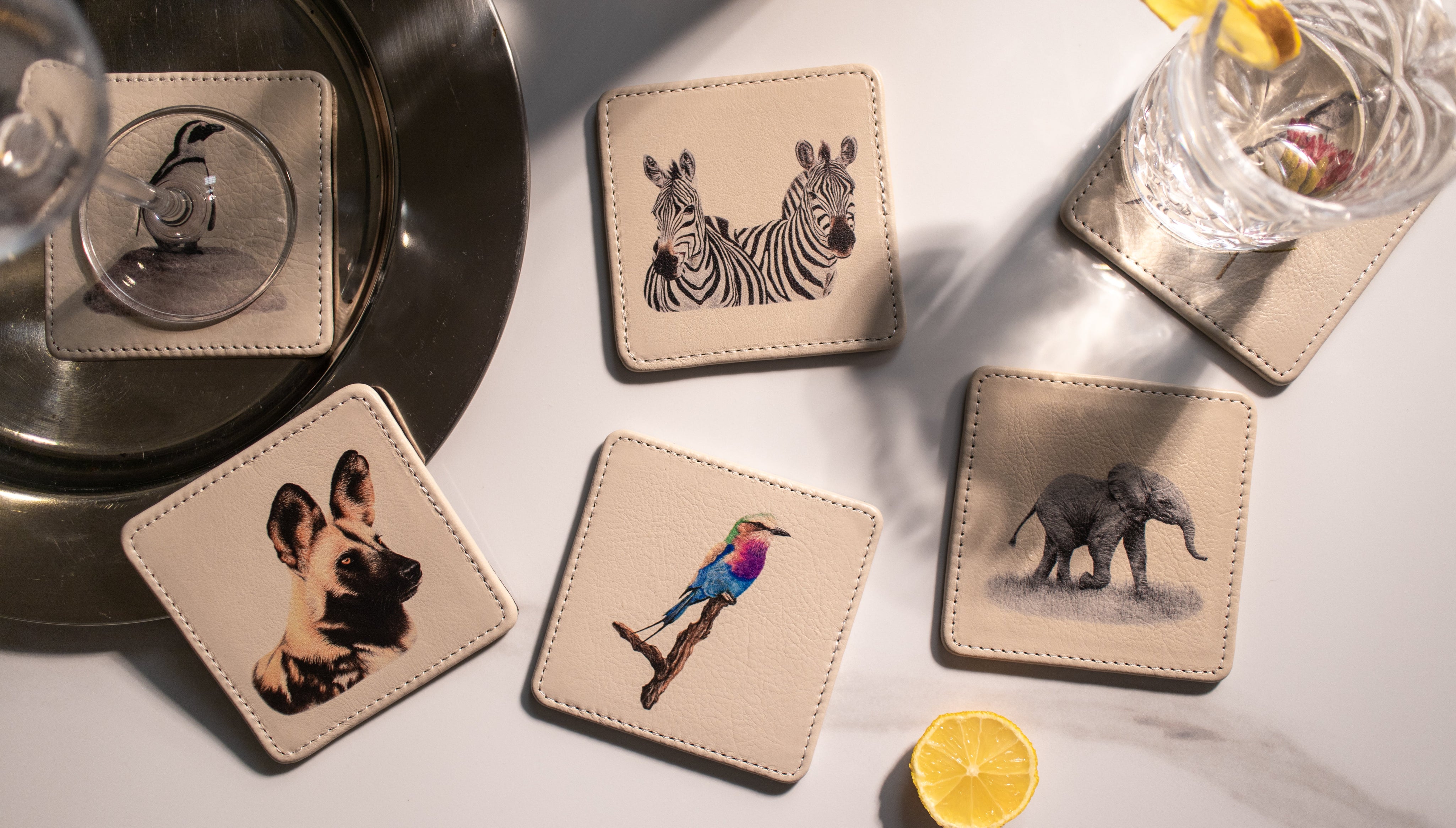 Leather Coasters - The Birds Collection