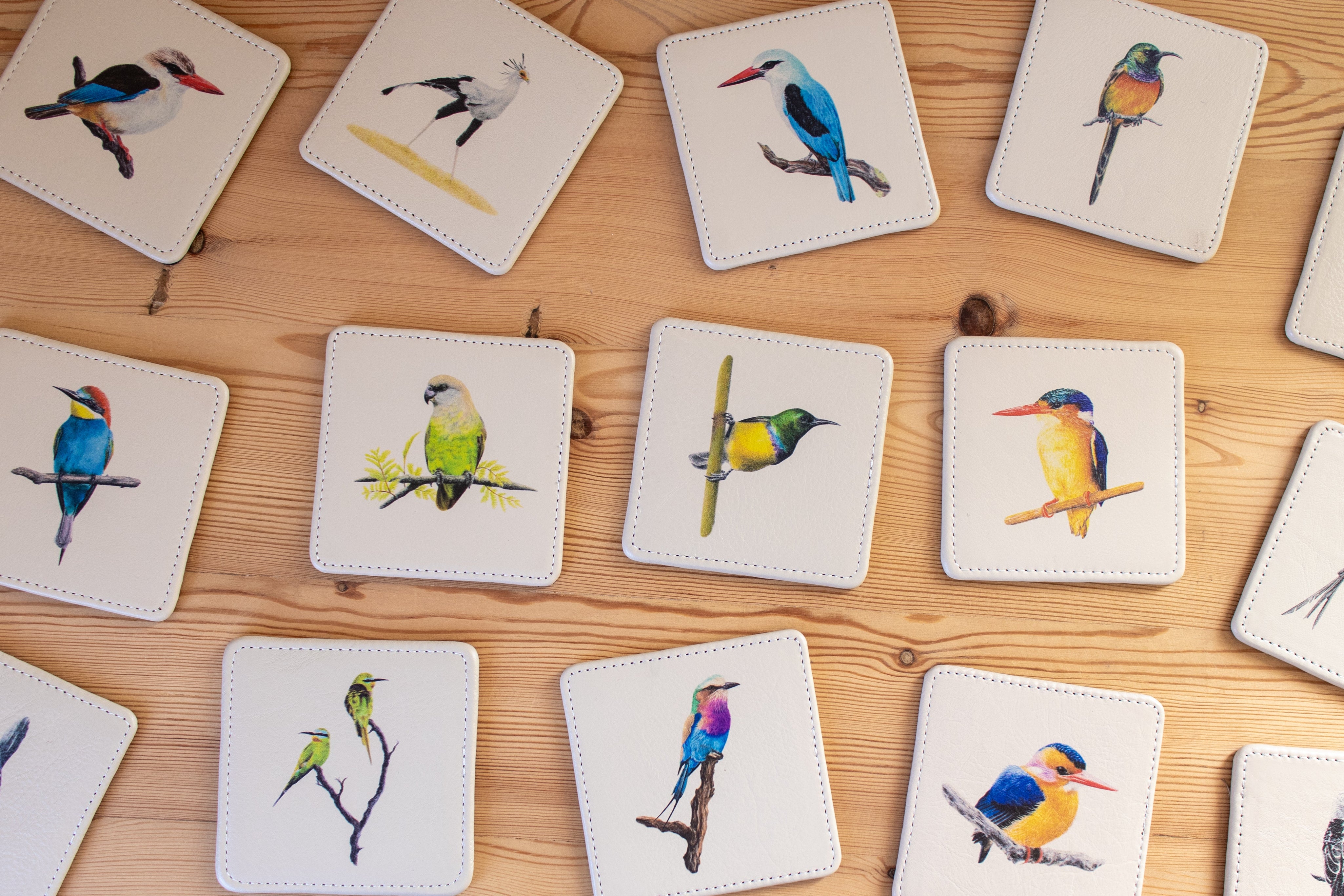 Leather Coasters - Birds