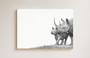 African Black Rhino drawing on canvas by South African wildlife artist Matthew Bell