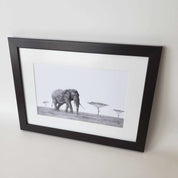 Bull African elephant in the Serengeti artwork with a brown frame