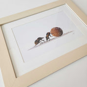 Two dung beetles rolling a ball of dung in the Sabi Sands game reserve in South Africa artwork by Matthew Bell