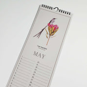 South African Birds art perpetual reusable birthday calendar by wildlife artist Matthew Bell