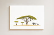 Acacia Tree and Elephants drawing on canvas by South African wildlife artist Matthew Bell
