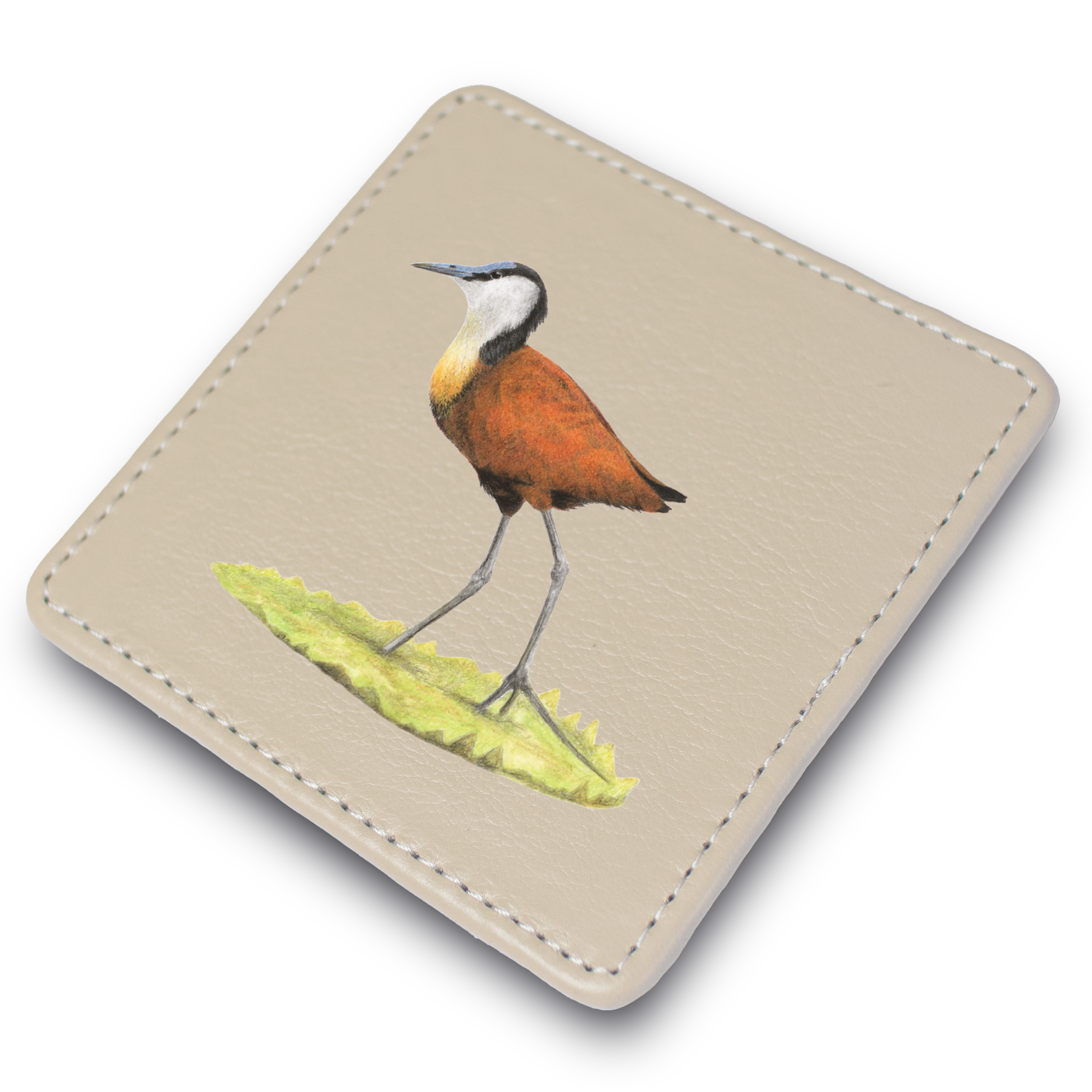 African Jacana Leather Coaster
