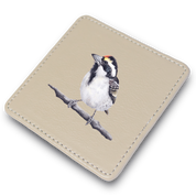 Acacia Pied Barbet Leather Coaster