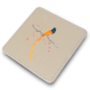 African Paradise Flycatcher Leather Coaster