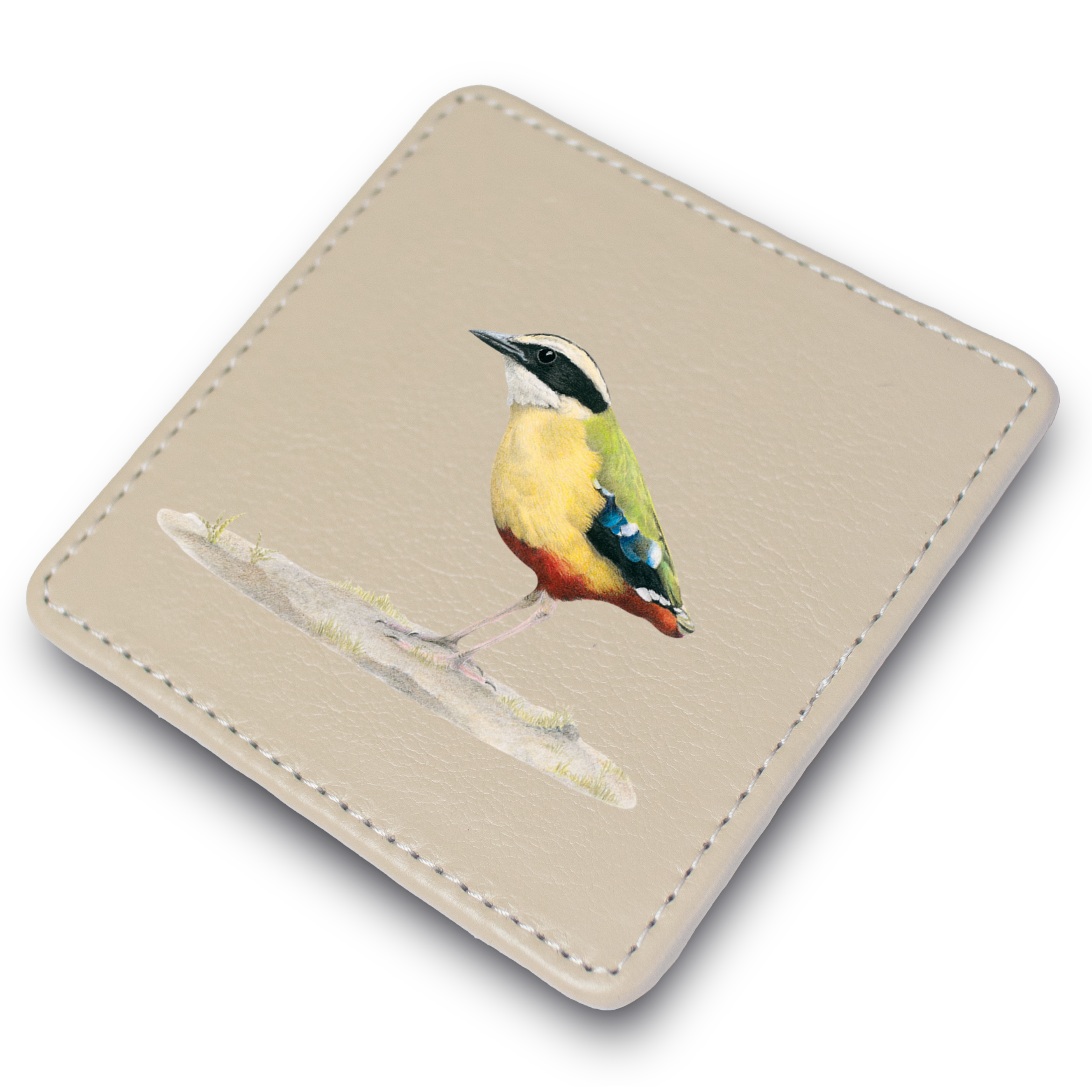 African Pitta Leather Coaster