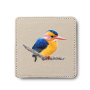 African Pygmy Kingfisher Leather Coaster