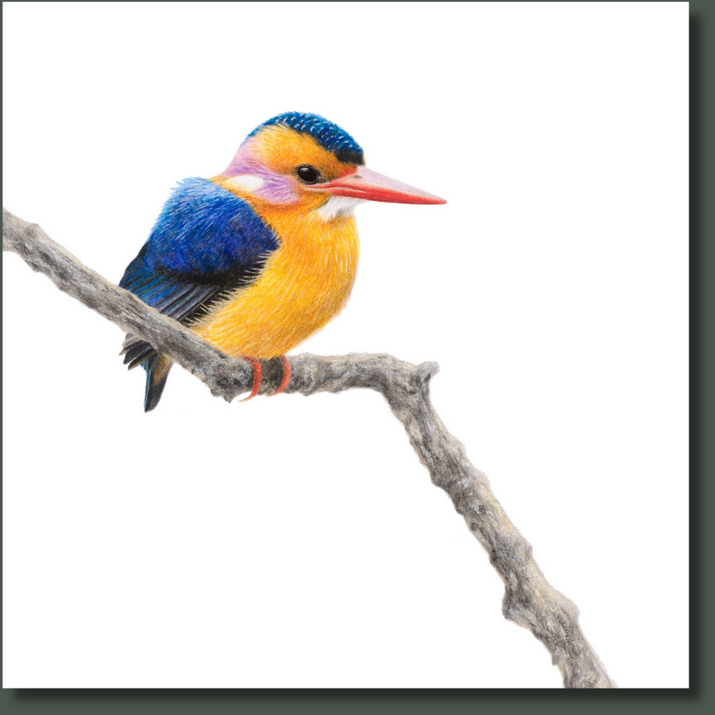 African Pygmy Kingfisher bird artwork on stretched canvas