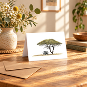 Acacia Tree and White Rhino Greeting Card - AT1