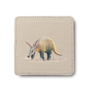 Aardvark animal leather coaster by South African wildlife artist Matthew Bell