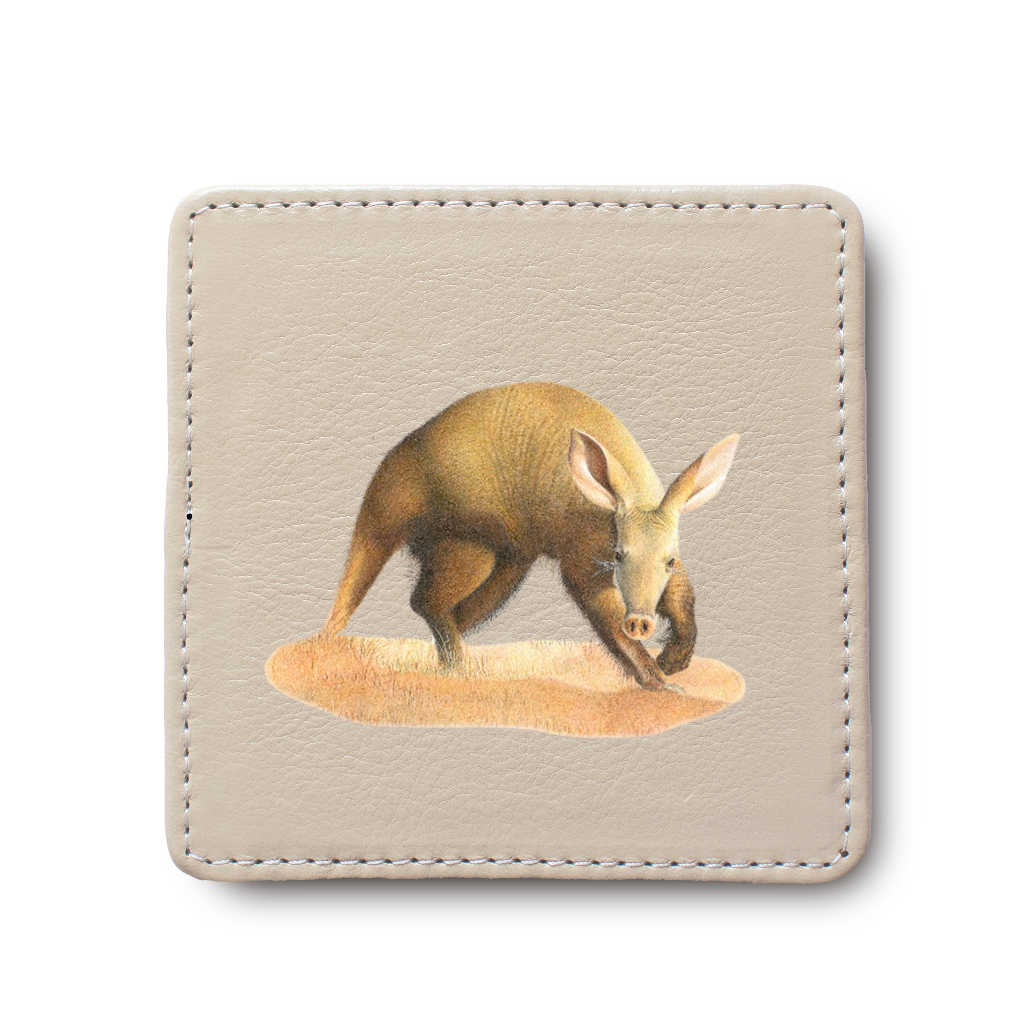 Aardvark leather coaster by South African wildlife artist Matthew Bell
