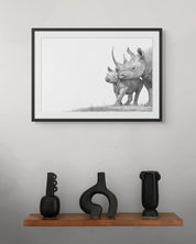 African Black Rhinos African wildlife art drawing by Matthew Bell 