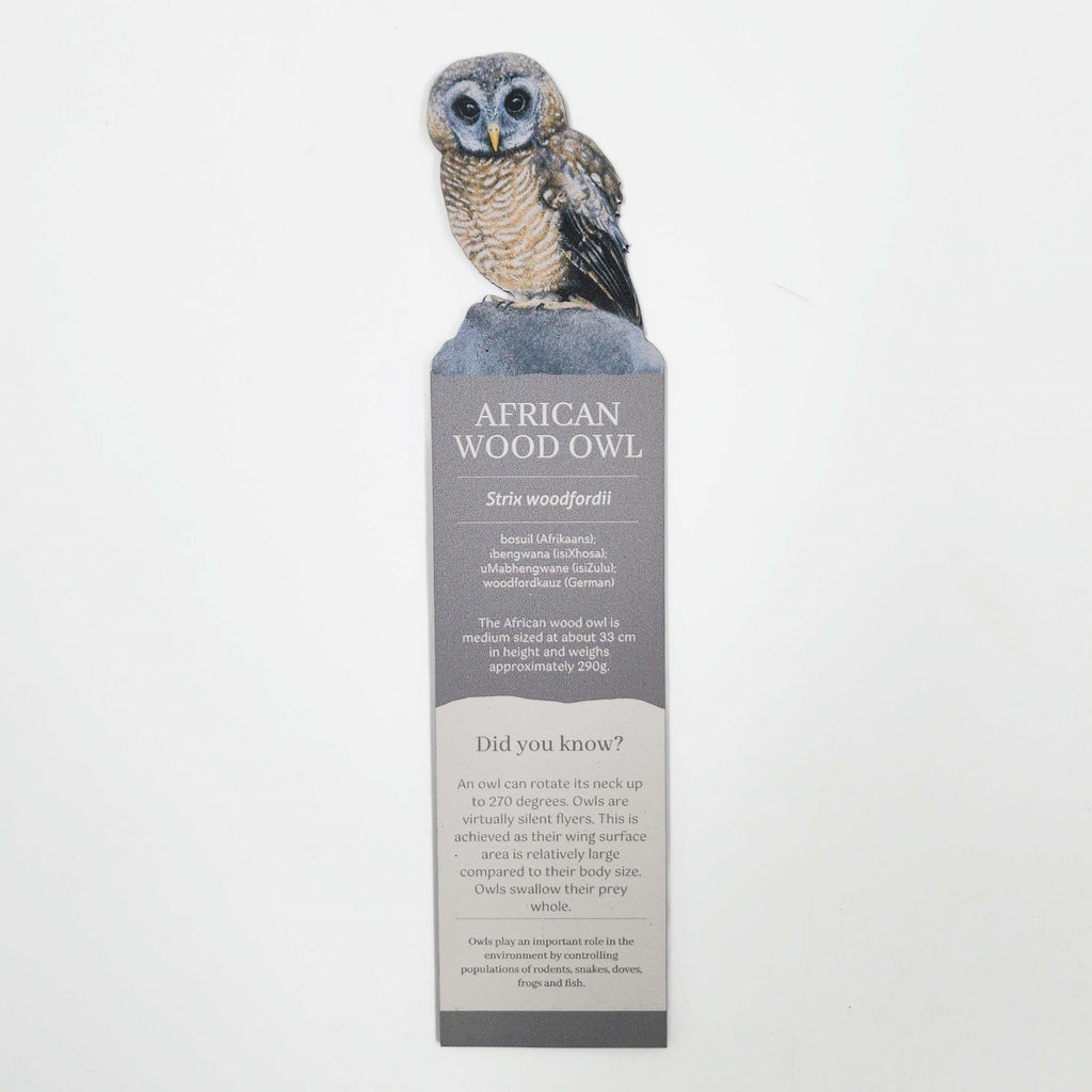 Wooden bookmark of a wood owl bird in South Africa