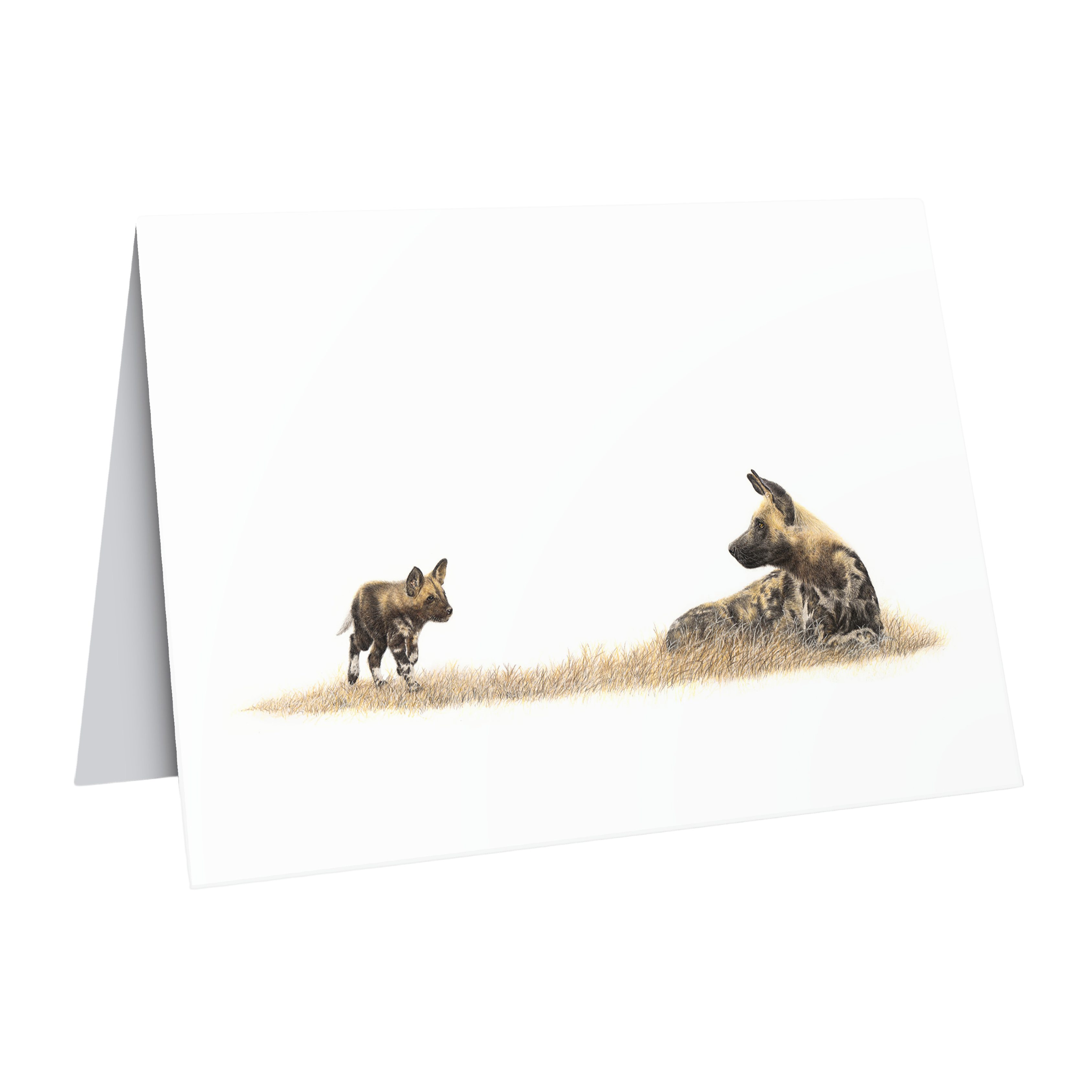 Wildlife fine art greeting card African wild dogs
