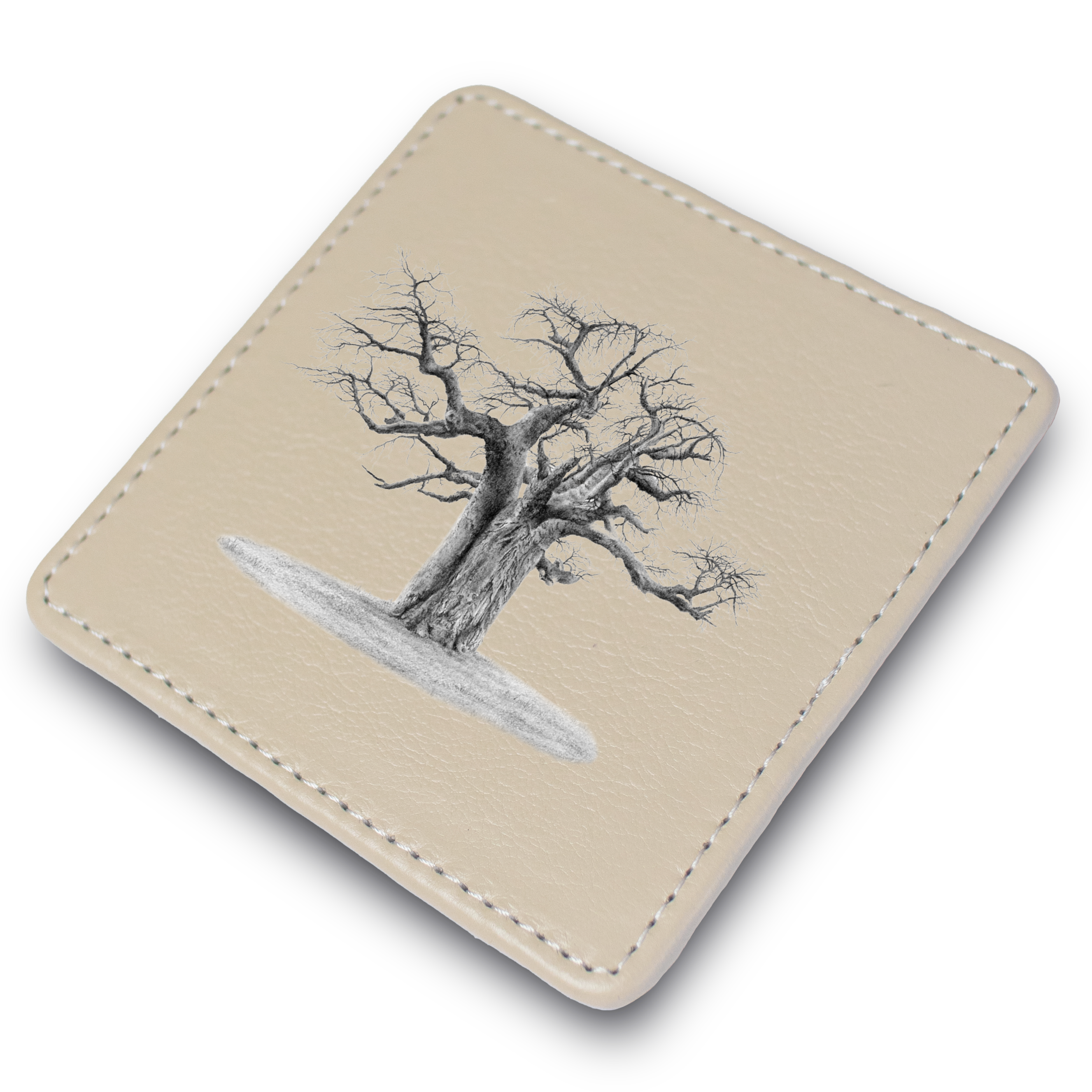 African Baobab Tree Leather Coaster