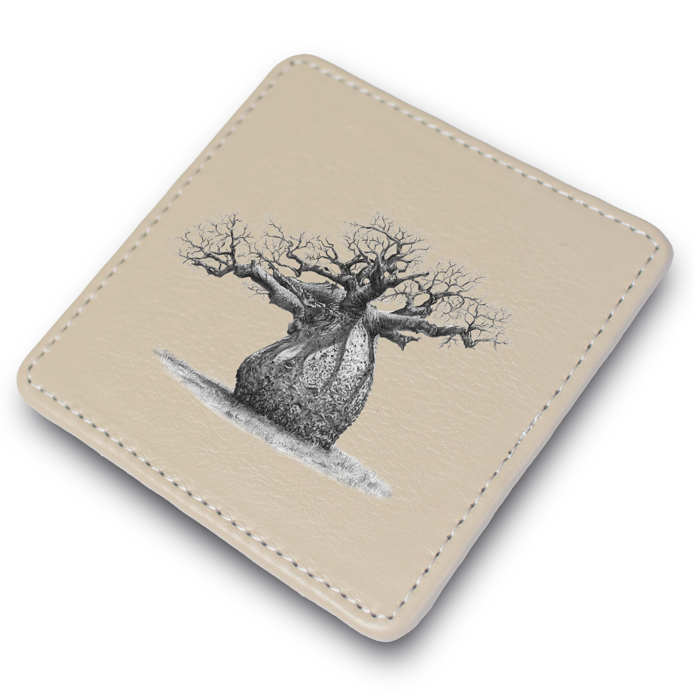African Baobab Tree Leather Coaster