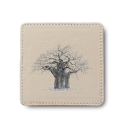 African Baobab tree leather coaster by South African wildlife artist Matthew Bell