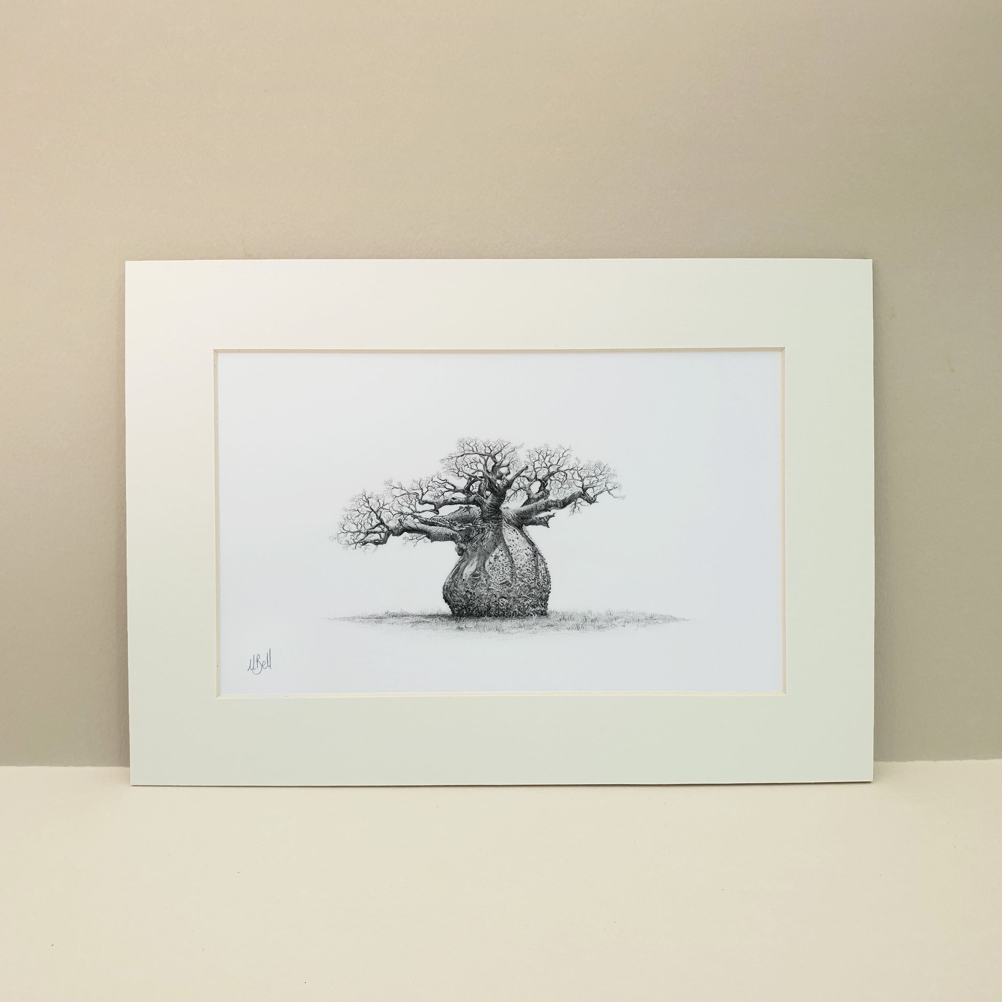 African Baobab Tree artwork drawing framed
