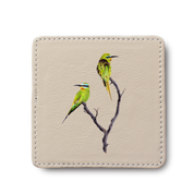 Blue Cheeked Bee Eaters Leather Coaster