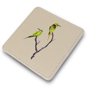 Blue Cheeked Bee Eaters Leather Coaster