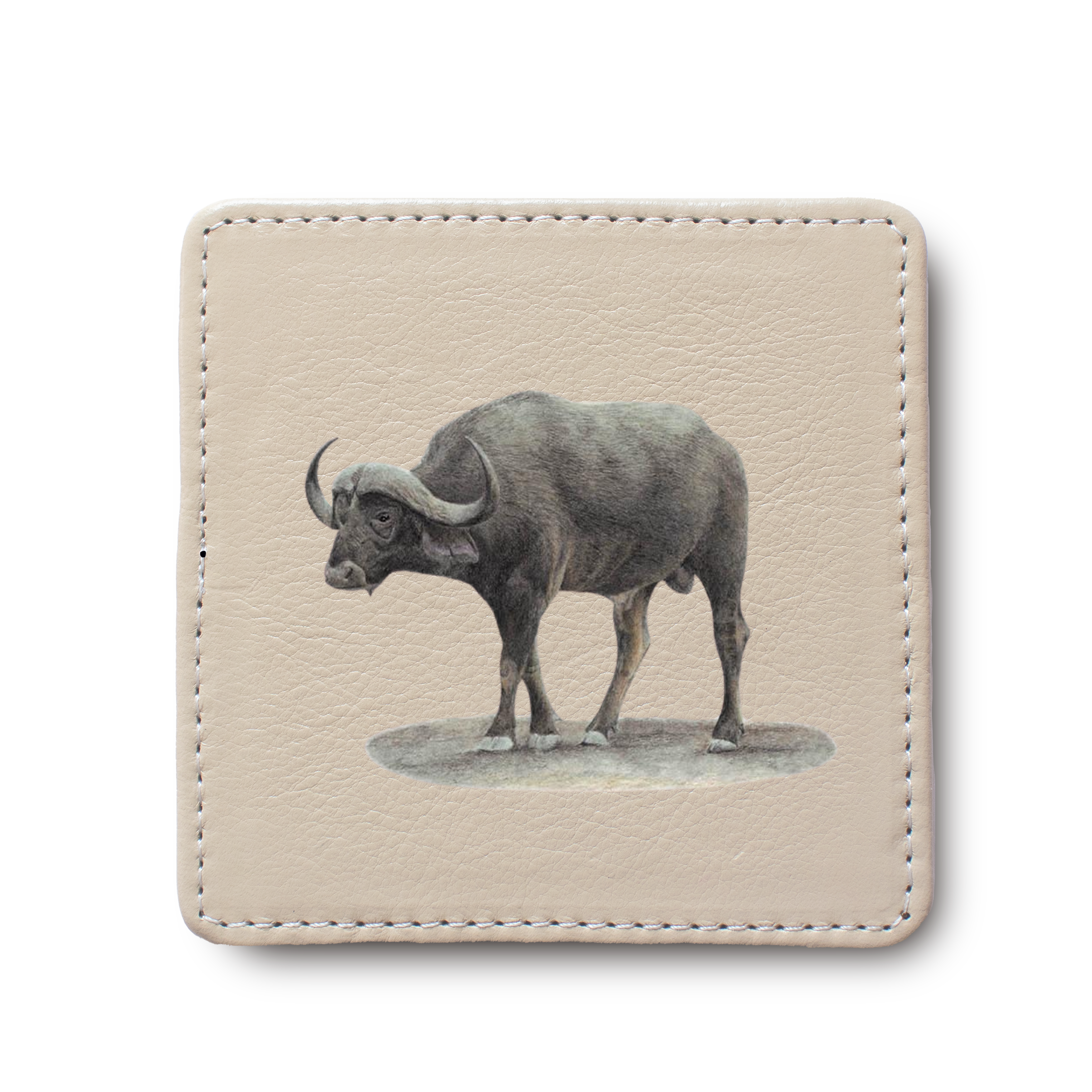 Buffalo leather coaster by South African wildlife artist Matthew Bell