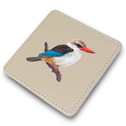 Brown Hooded Kingfisher Leather Coaster