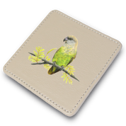 Brown Headed Parrot Leather Coaster