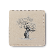 African Baobab Tree  leather coaster by South African wildlife artist Matthew Bell