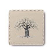 African Baobab Tree  leather coaster by South African wildlife artist Matthew Bell