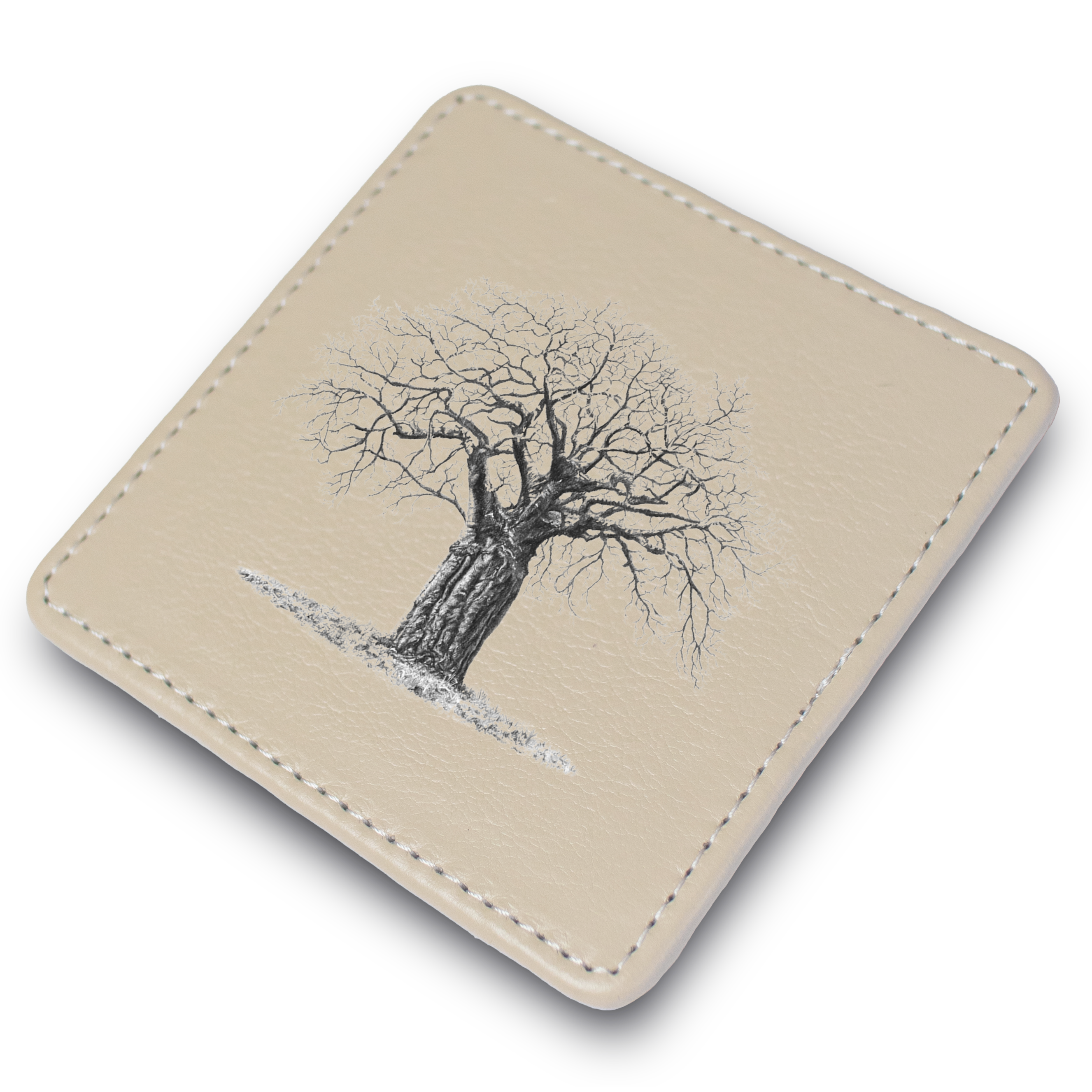 African Baobab Tree Leather Coaster