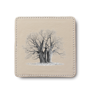 African Baobab Tree  leather coaster by South African wildlife artist Matthew Bell