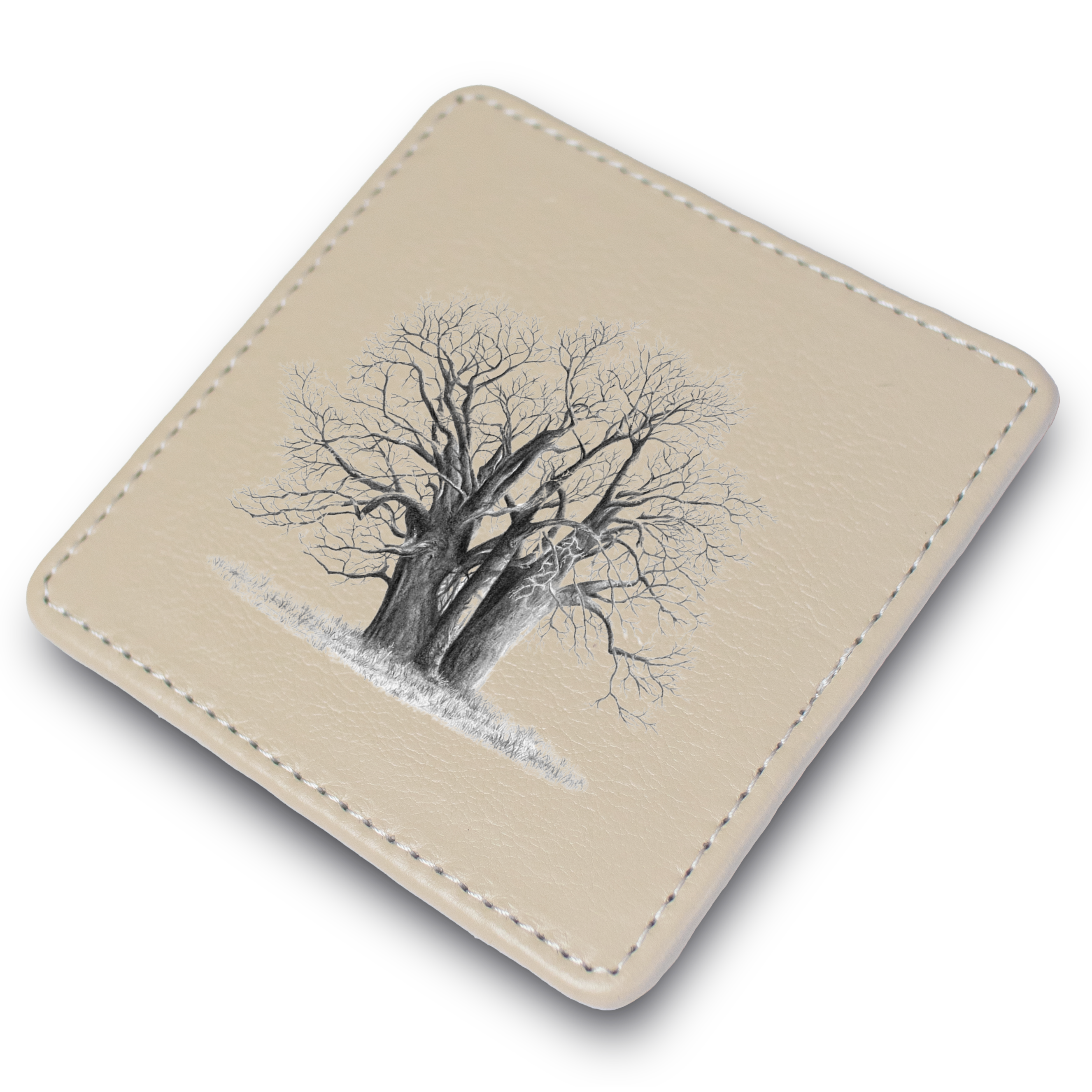 African Baobab Tree Leather Coaster