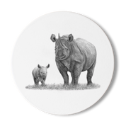 African Black Rhinos Wooden Coaster - BR3