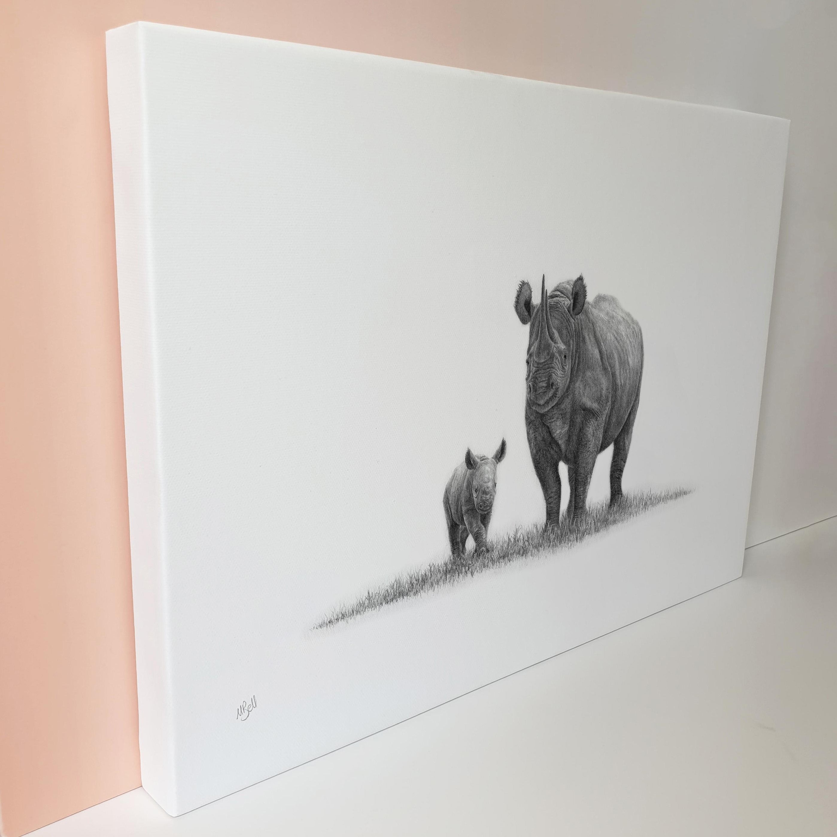 African Black Rhino's canvas print artwork