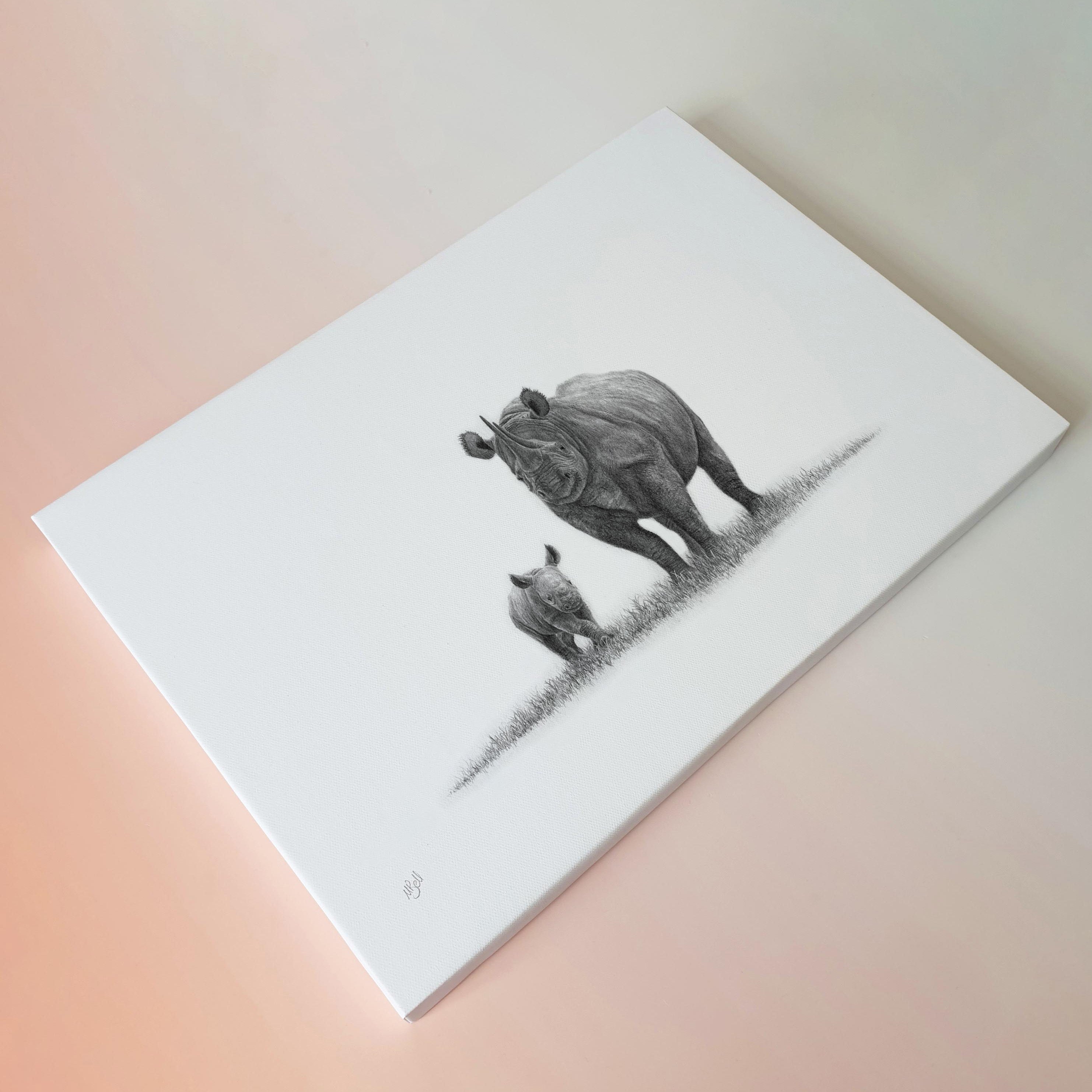 African Black Rhino's canvas print artwork