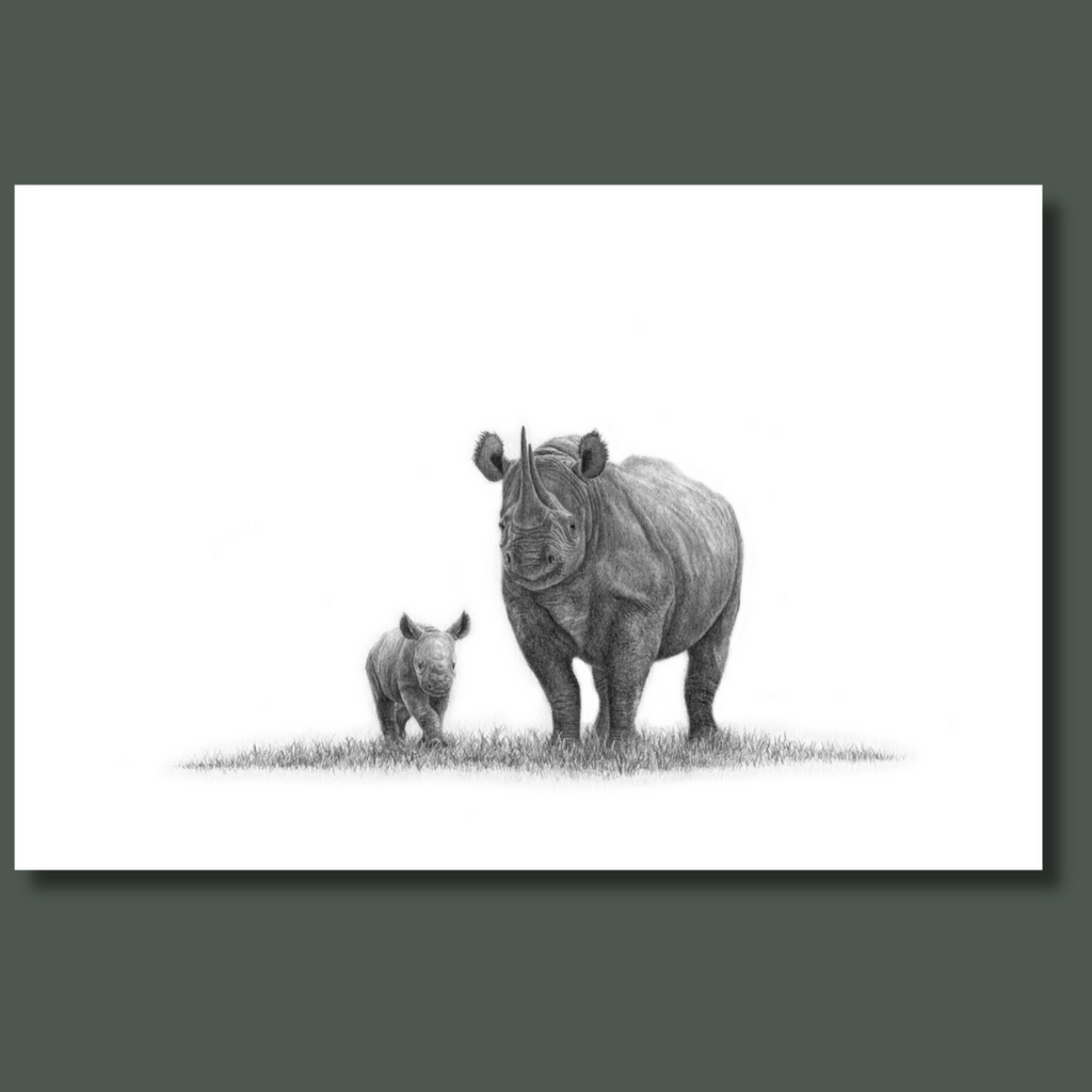 African Black Rhino's canvas print artwork