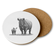 African Black Rhinos Wooden Coaster - BR3