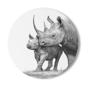 African Black Rhinos Wooden Coaster - BR4